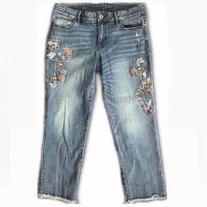 WHITE HOUSE BLACK MARKET Embroidered Jean Capris